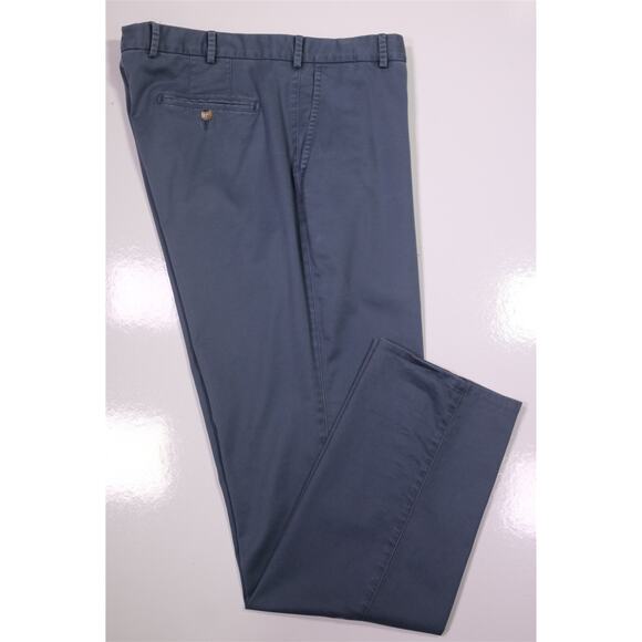 Peter Millar Soft Touch ME0B48 Blue Flat Front Cotton Stretch Chino Pants 36x32